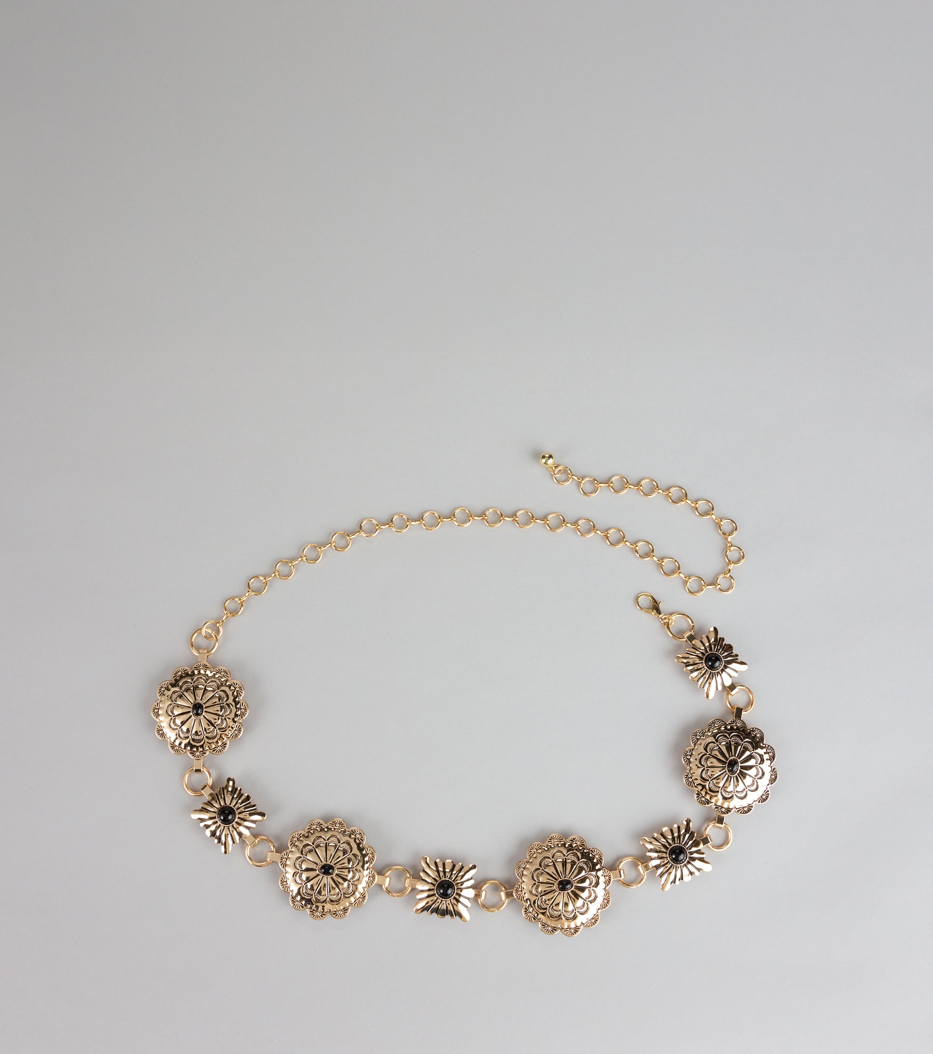 Western Bloom Stone Concho Chain Belt