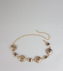 Western Bloom Stone Concho Chain Belt