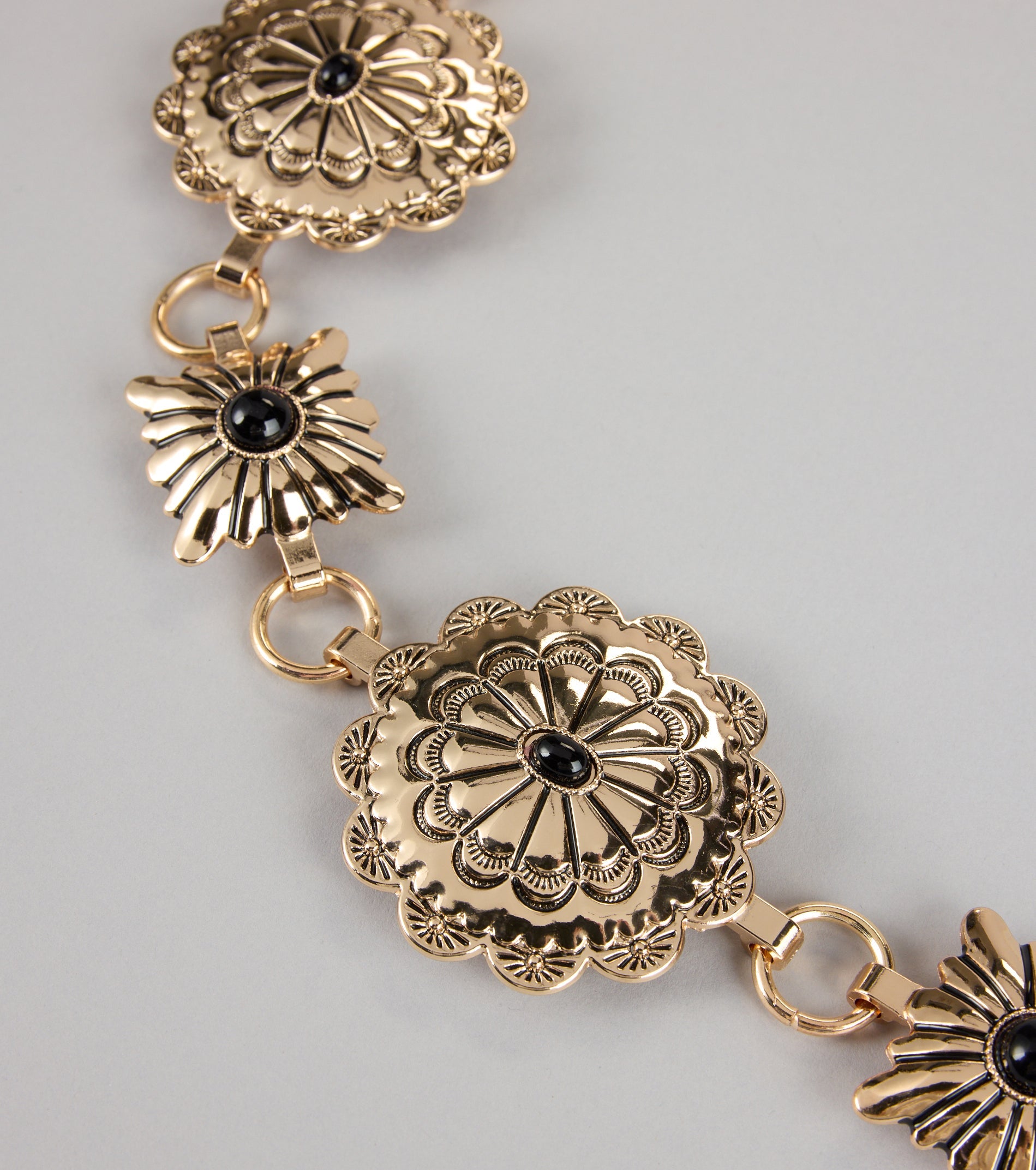 Western Bloom Stone Concho Chain Belt