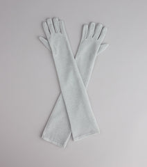 Shine On Glitter Mesh Long Gloves