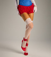 Sweet And Sheer Lace Trim Thigh-High Stockings