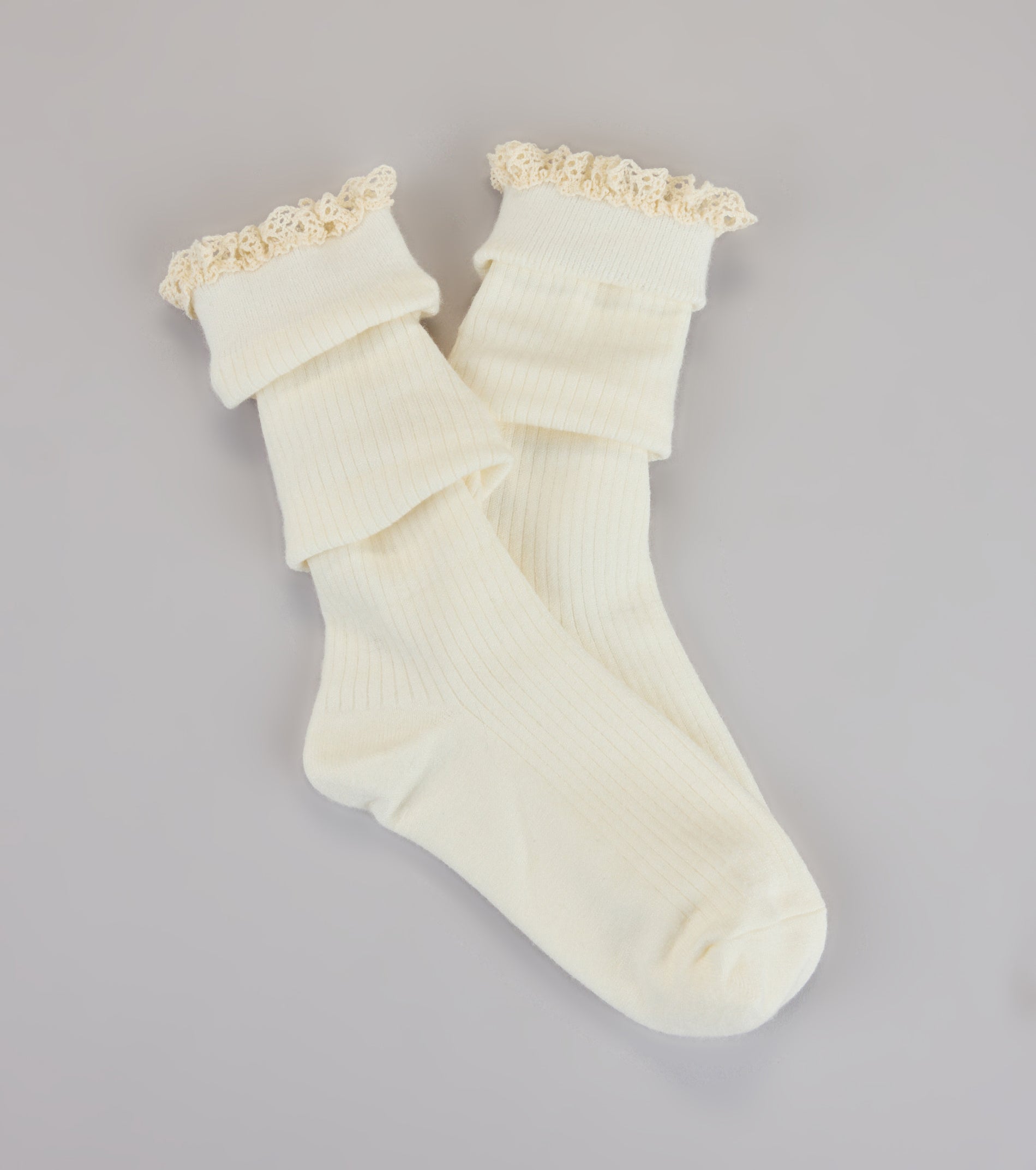 Cottage Cozy Ruffle Lace Knee-High Socks