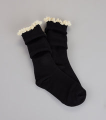 Cottage Cozy Ruffle Lace Knee-High Socks