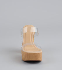 Walk Tall Clear Strap Platform Block Heels