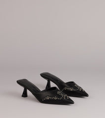 Studded Edge Pointed Kitten Pumps