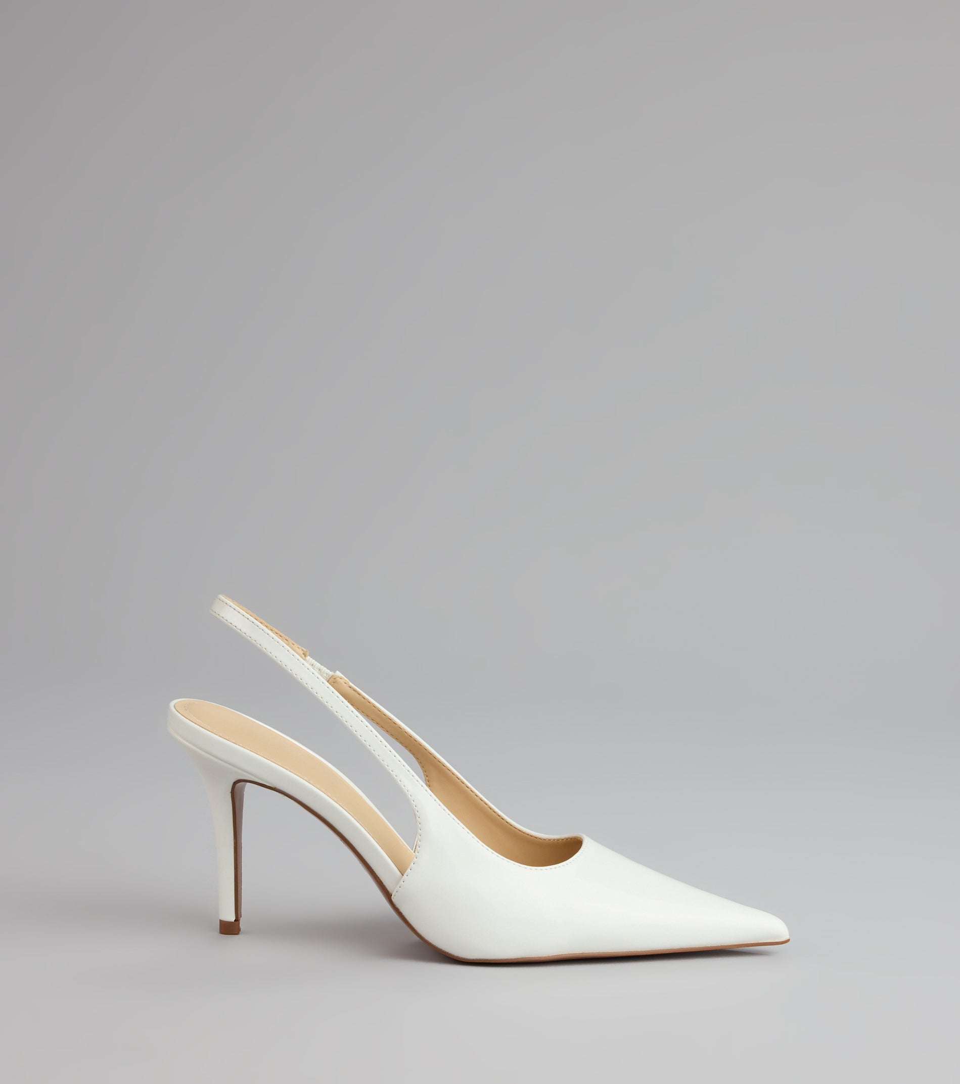 Sharp Finish Patent Slingback Pumps