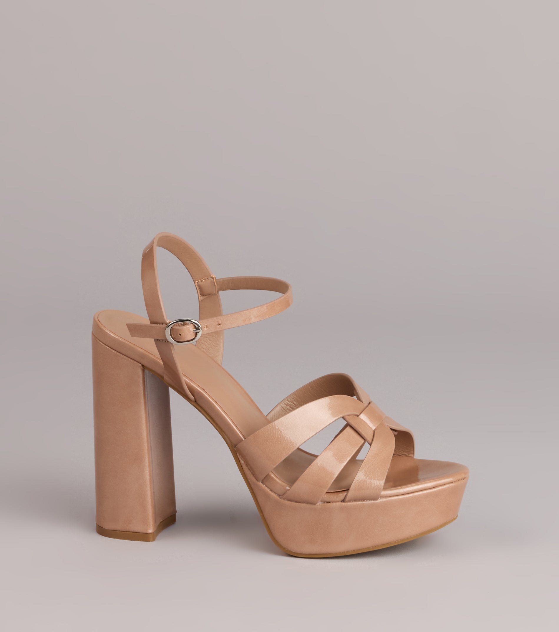 Glossed Up Patent Strappy Platform Heels