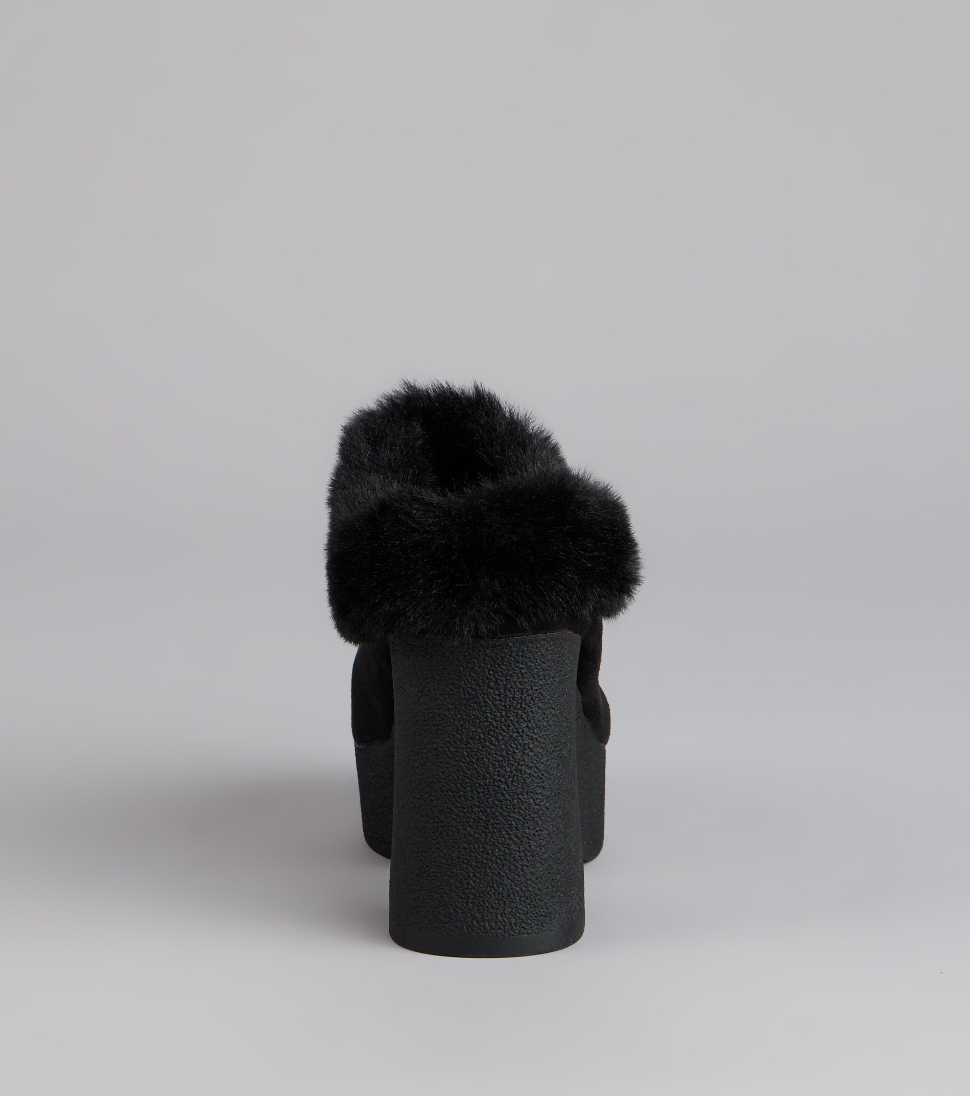 Fuzzy Feel Chunky Clog Mules