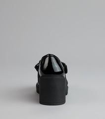 Gloss And Bow Block Heel Loafers