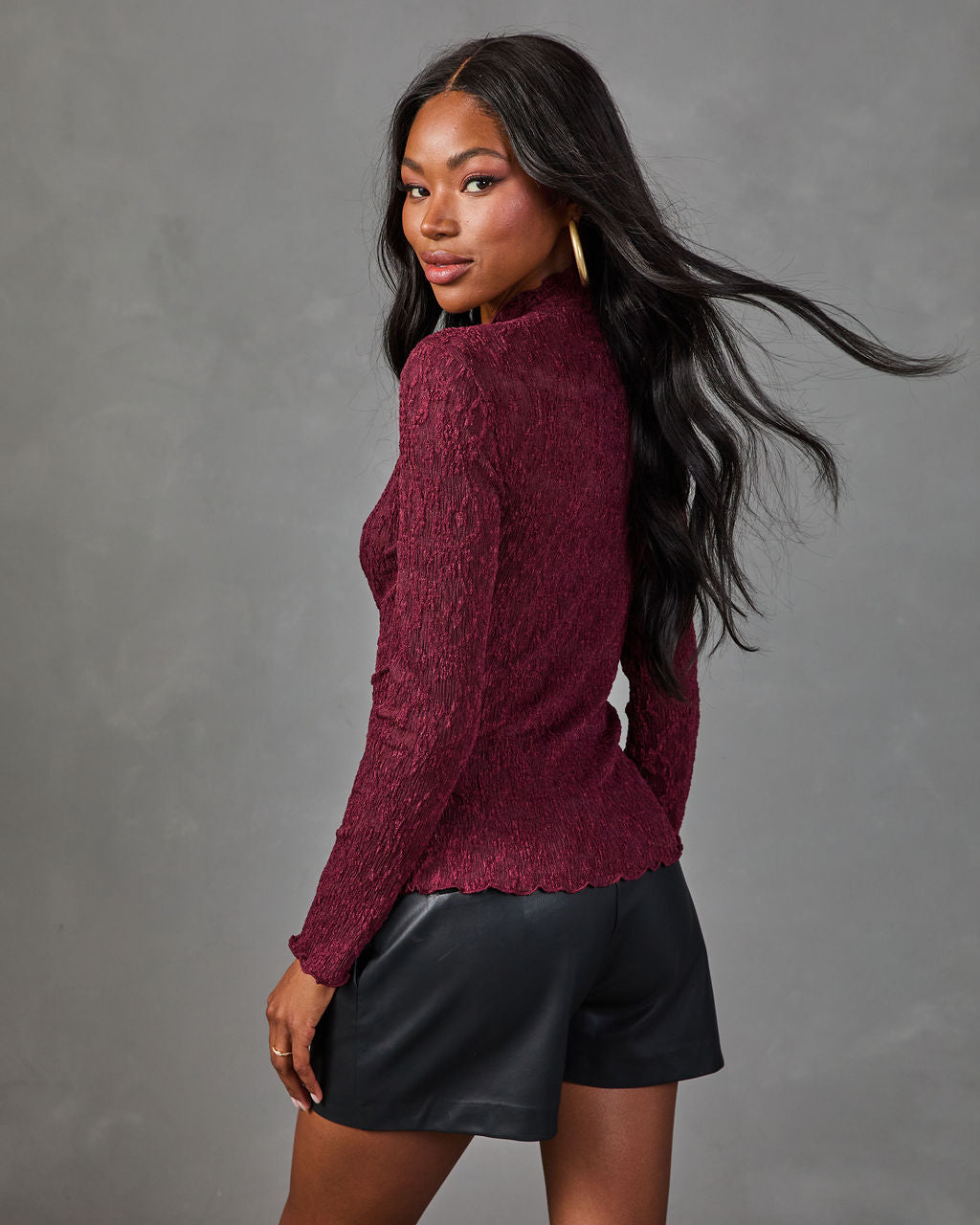 Charming Muse Lace Mock Neck Top