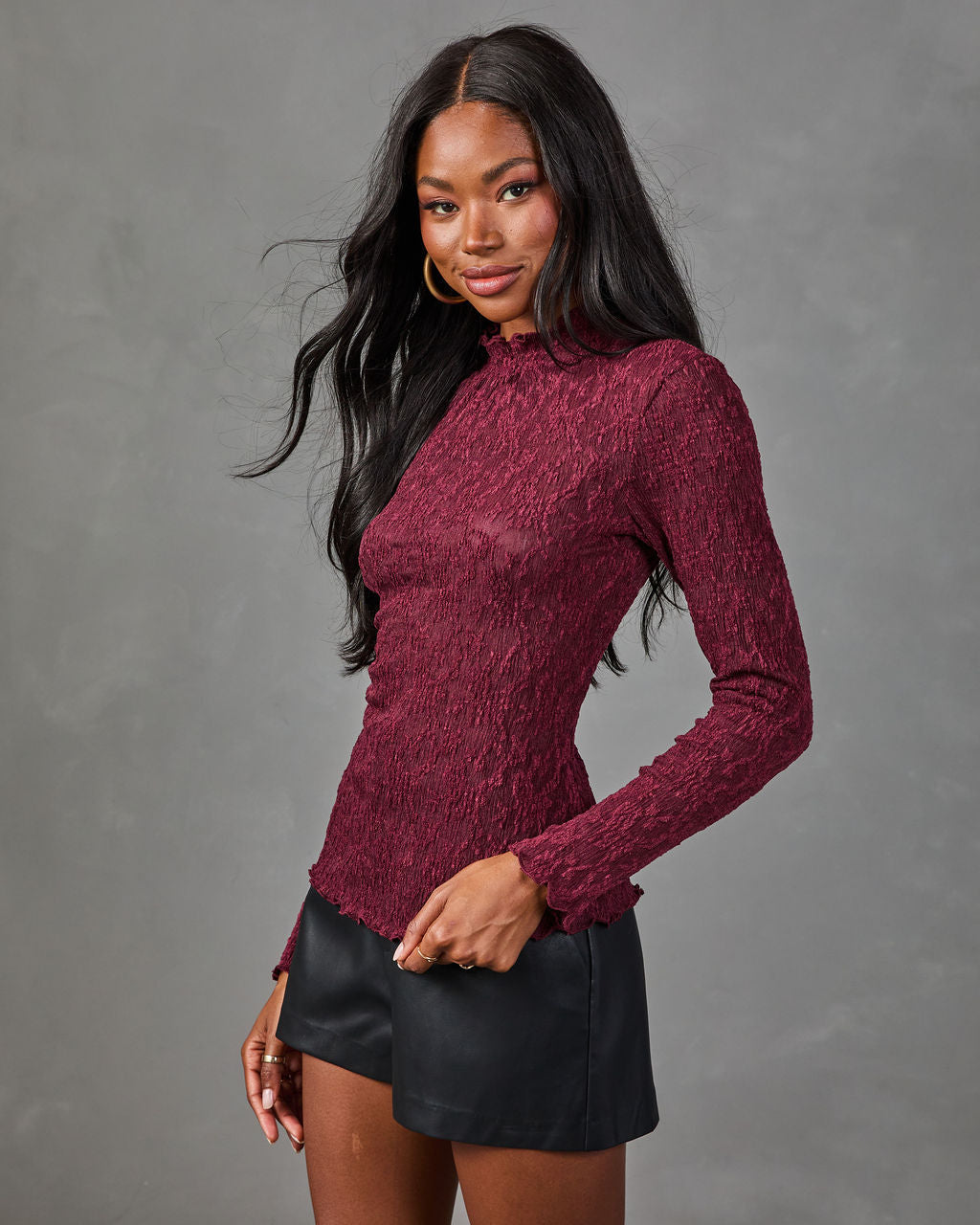 Charming Muse Lace Mock Neck Top