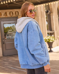 Campus Oversized Hooded Denim Bomber Jacket