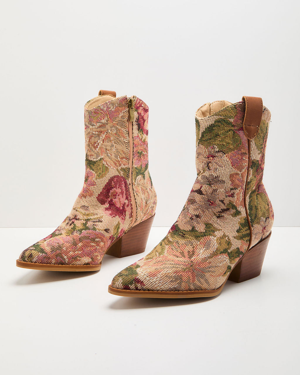 Lasting Beauty Floral Tapestry Booties