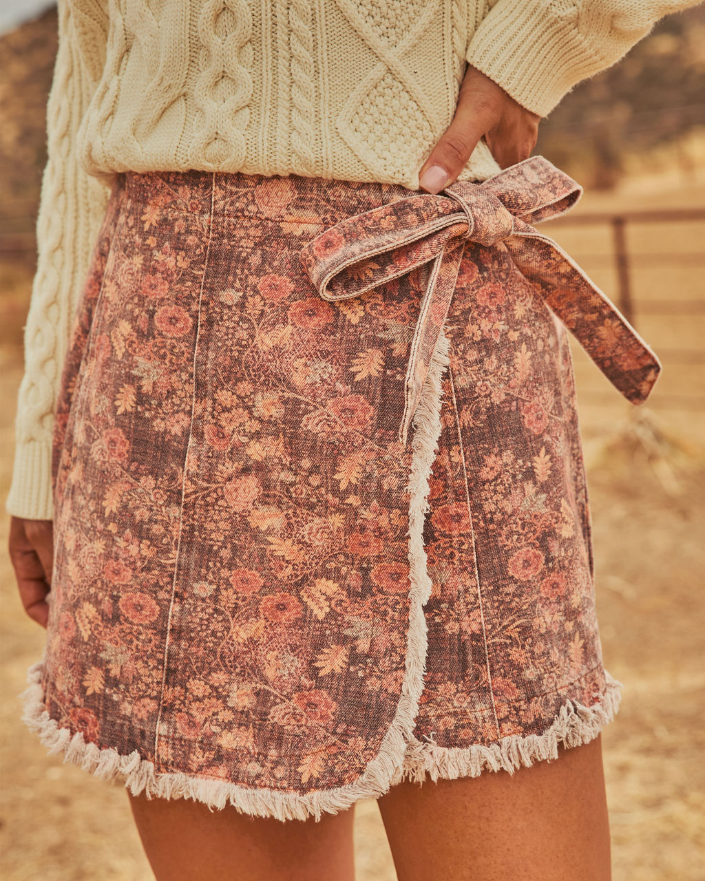 Briar Bloom Cotton Floral Wrap Tie Mini Skirt