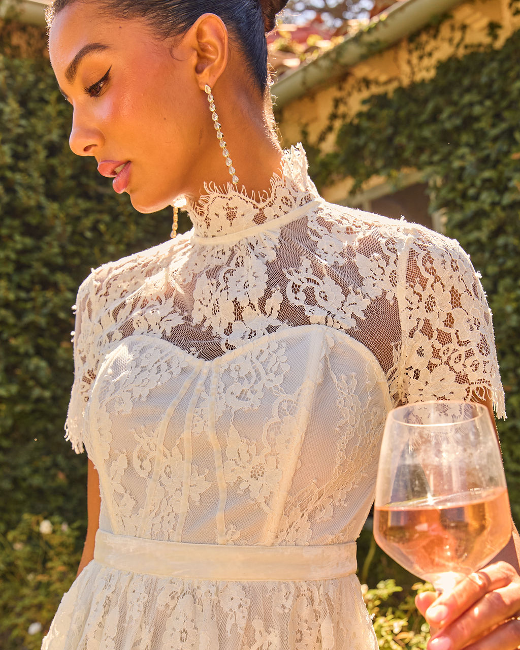 Postmarked Romance Lace Mock Neck Blouse