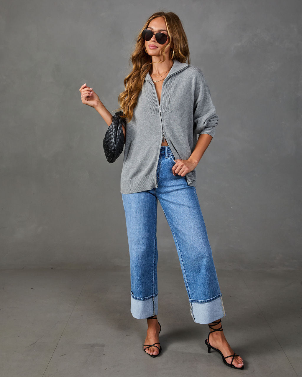 Sunday Softie Funnel Neck Full Zip Sweater