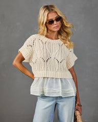 Sable Sky Open Knit Peplum Hem Sweater