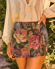 Peony Season Floral Tapestry Mini Skort