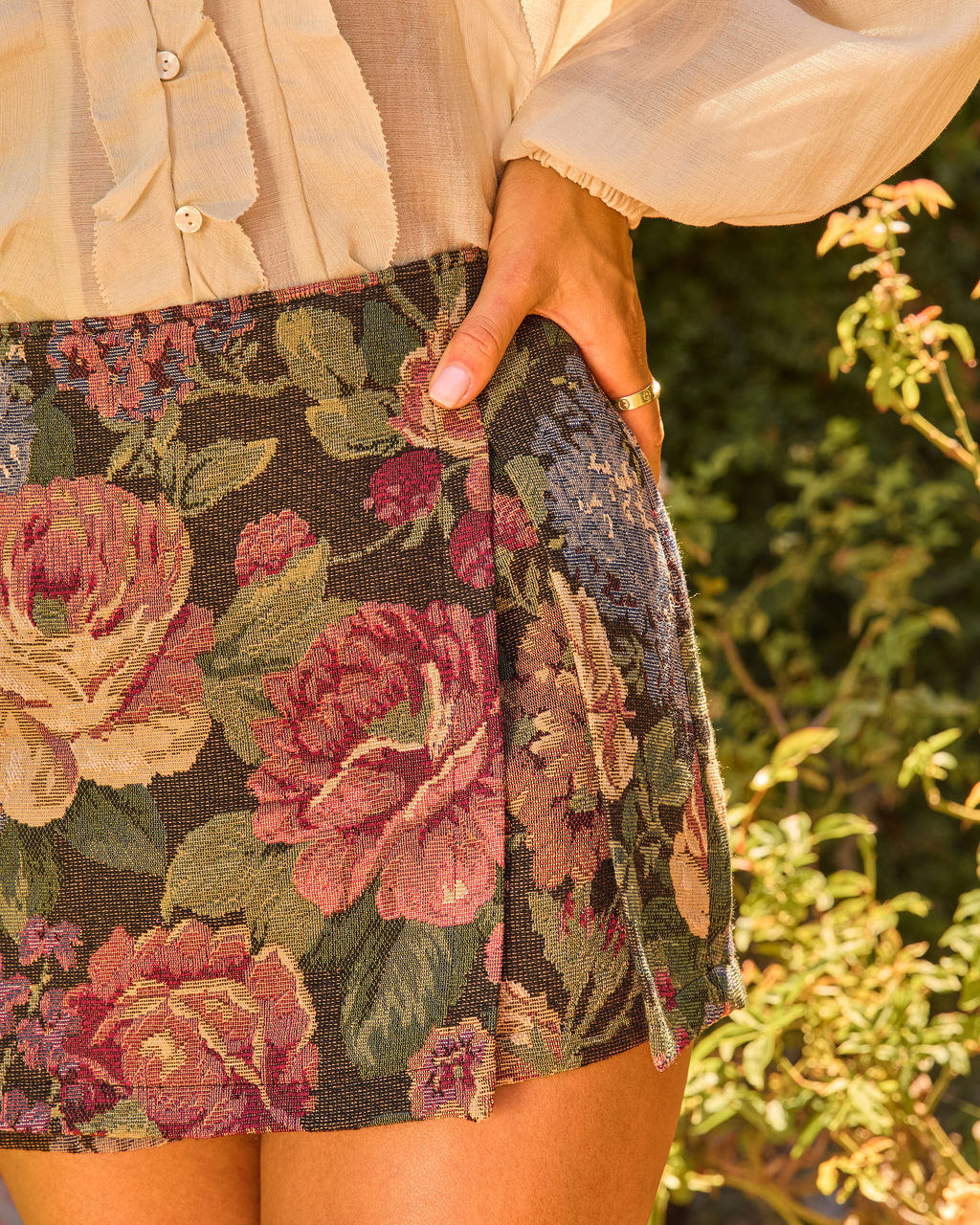 Peony Season Floral Tapestry Mini Skort