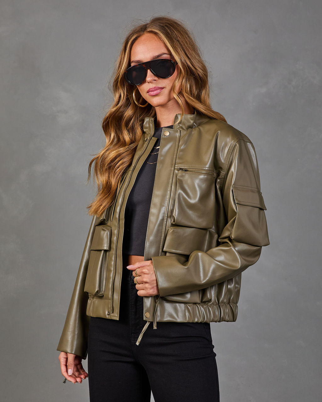 Hustler Vice Vegan Leather Bomber Jacket