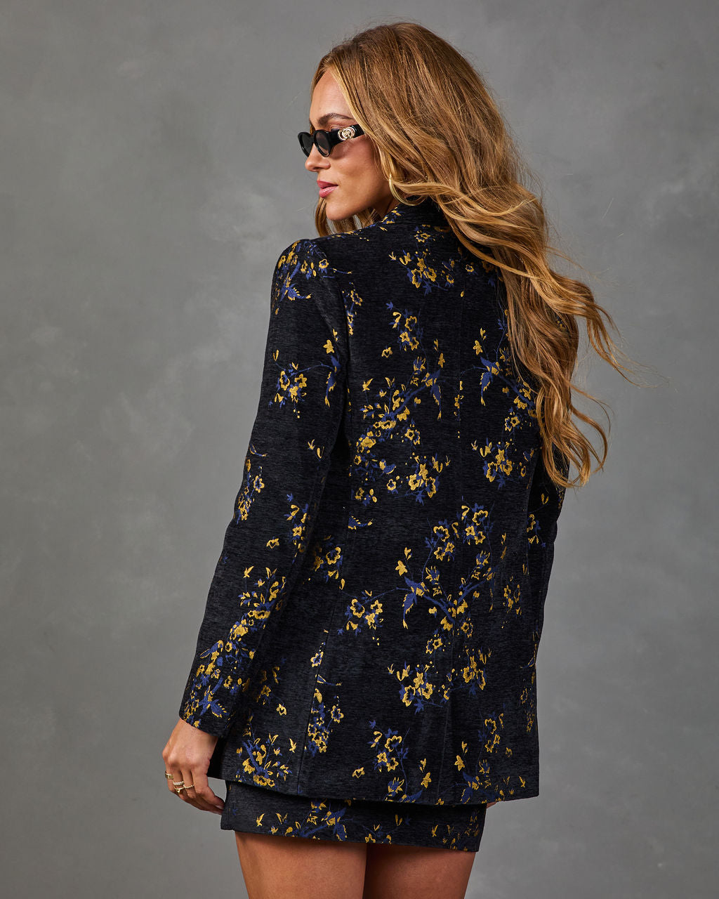 Pressed Peony Velvet Jacquard Floral Blazer