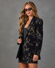 Pressed Peony Velvet Jacquard Floral Blazer