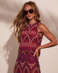Wild Rhythm Embroidered Abstract Eyelet Top