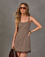 Norah Plaid Lace Trim Mini Dress
