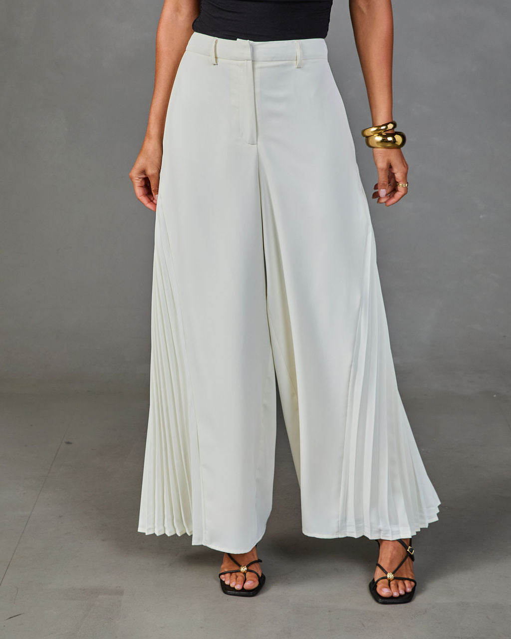 Everyday Elegance Pleated Hem Wide Leg Pants