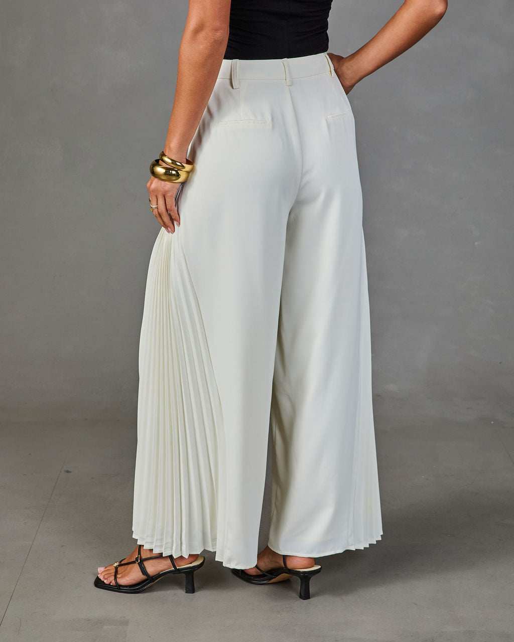 Everyday Elegance Pleated Hem Wide Leg Pants