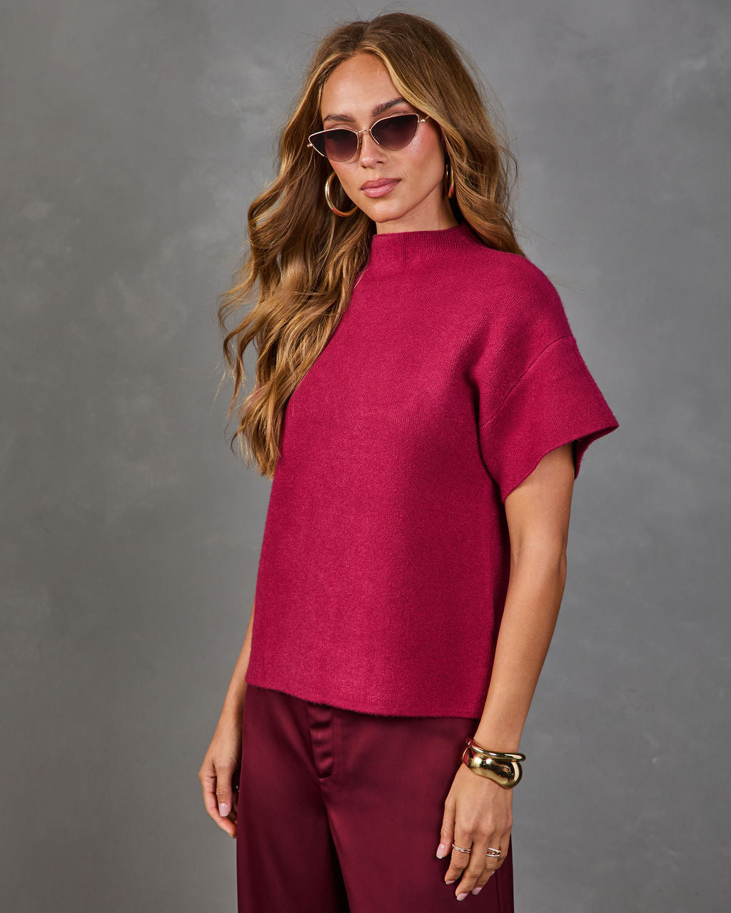 Amsterdam Mock Neck Short Sleeve Sweater