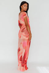 Tumi Short Sleeve Maxi Dress Printed Red