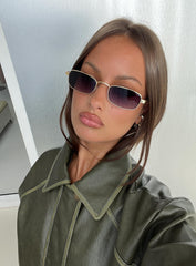 Soft Launch Rectangular Sunglasses Gold / Grey