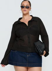 When You Sleep Long Sleeve Top Black Curve
