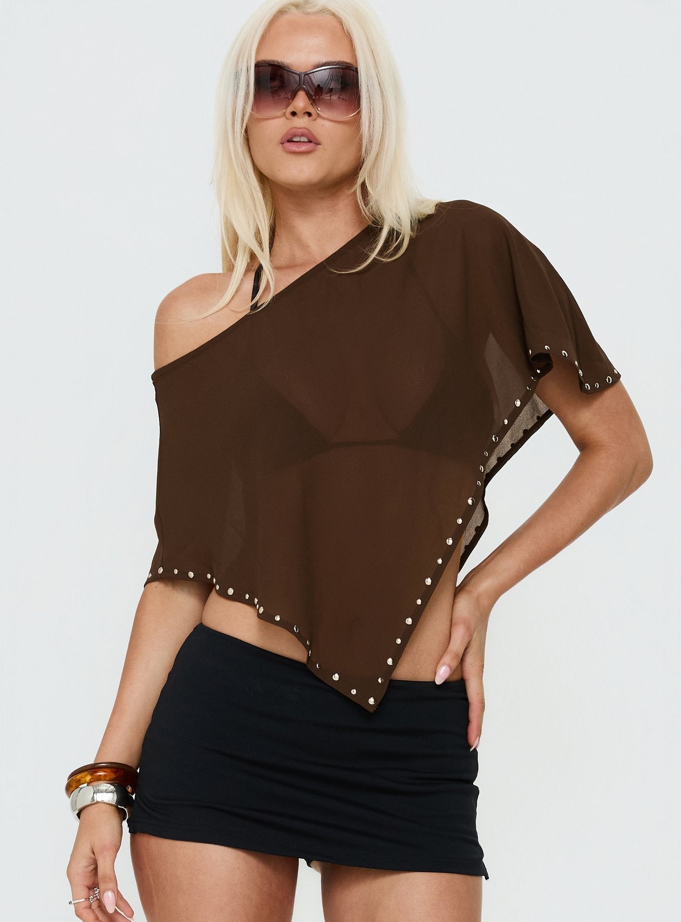 Safe Space Sheer Poncho Brown