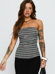 Bethanny Strapless Top Black Stripe