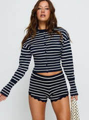 Dollhouse Knit Shorts Navy Stripe