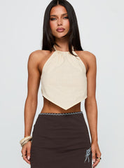 Just Imagine Tie Back Top Beige