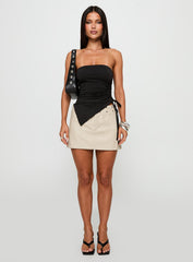 More Dimes Asymmetrical Strapless Top Black