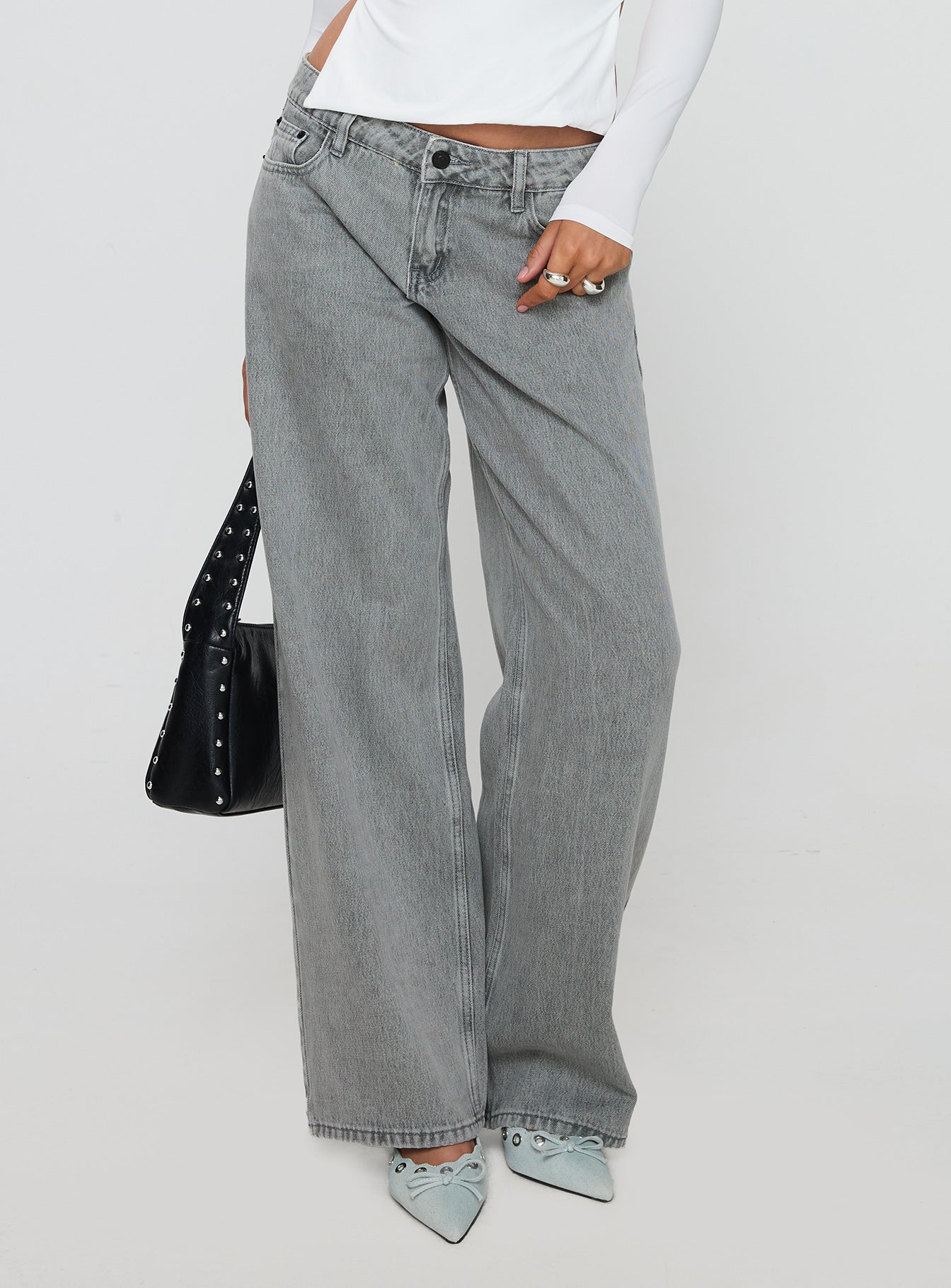 Ellanor Low Rise Slouch Denim Jean Washed Grey Petite