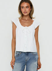 Never Over Floaty Babydoll Top White