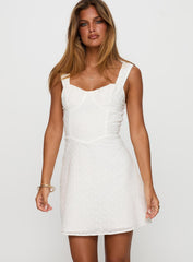 Sweet Secrets Broderie Mini Dress White