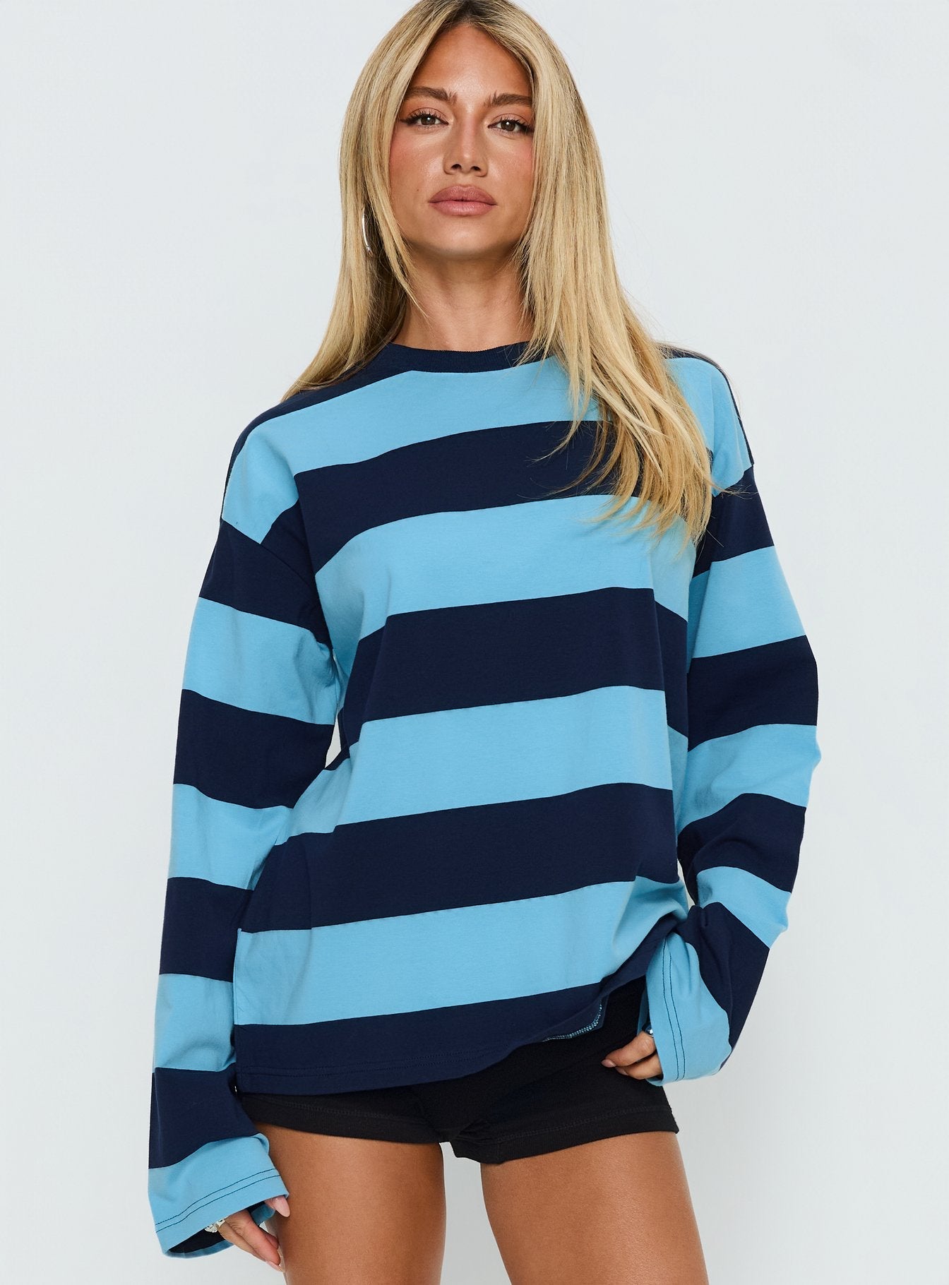 Settle Down Long Sleeve Top Blue Stripe