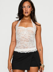 Fantasize Lace Halter Top White