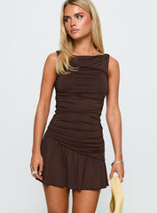 Mind Reader Ruched Mini Dress Brown