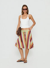 Eranza Midi Skirt Mixed Orange Stripe