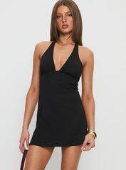Dignified Tie Neck Romper Black