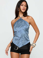 Jaemes Top Blue Leopard
