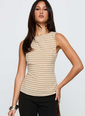 Michaud Top Brown Gingham