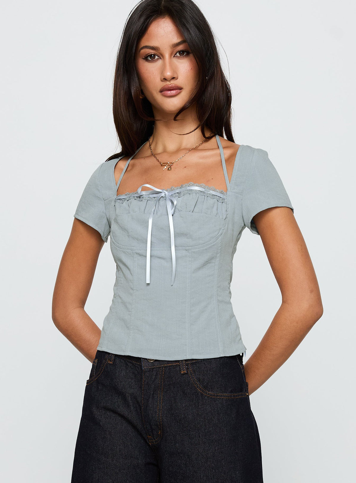 Trynia Short Sleeve Top Blue